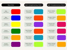 the color chart for different colors