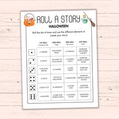 roll a story halloween game for kids