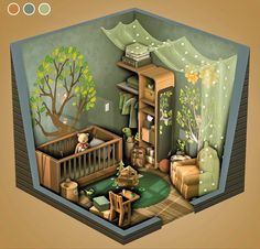 an image of a baby's room in the shape of a house