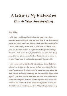 a letter to my husband on our 4 year anniversary is shown in the bottom left corner