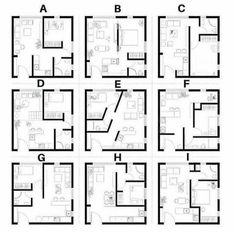 the floor plan for an apartment with four separate rooms and one living room in each