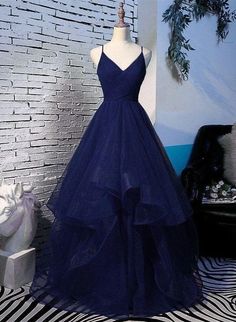 Blue Tulle Prom Dress, Party Dress Blue, Navy Blue Prom Dress, Prom Dress Black, Long Party Dress, Blue Prom Dress, Blue Party Dress, Blue Tulle, Prom Dress Inspiration