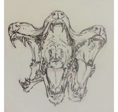 a drawing of an animal with its mouth open