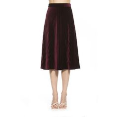 This women's skirt from ALEXIA ADMOR delivers superior style. Velvet construction Pleated design UnlinedFIT & SIZING 30 3/4-in. length Foldover waistband Midi length Front zipperFABRIC & CARE Polyester, spandex Hand wash Imported Size: X Large. Color: Burgundy. Gender: female. Age Group: adult. Red Flared Pleated Skirt For Work, Fitted Burgundy Pleated Skirt, Red Pleated A-line Skirt, Elegant Red Pleated Lined Skirt, Elegant Red Lined Pleated Skirt, Elegant Lined Burgundy Skirt, Elegant Burgundy Midi Skirt, Red A-line Skirt For Formal Occasions, Elegant Red Pleated Midi Skirt