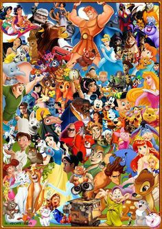 an image of many different cartoon characters in the same frame, all with their names on them