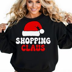 This funny shopping claus sweatshirt will bring a touch of humor to your winter wardrobe. Perfect for those who love holiday-themed clothing and enjoy a cozy, comfortable fit during the colder months. Ideal for anyone looking to add a festive twist to their casual outfits during Christmas holidays. Product features - Cozy medium-heavy fabric blend of 50% cotton and 50% polyester - Classic fit with crew neckline for a comfy wearing experience - High durability with double-needle stitching - Itch- Nice Ish Christmas Shirt, Santa Shirts, Holiday Humor, Winter Wardrobe, Christmas Shopping, Christmas Shirts, How To Take Photos, Cool Shirts, Stylish Outfits