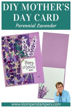 a mother's day card with purple flowers on it