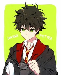 an anime character with black hair and green eyes wearing a red jacket, white shirt and tie