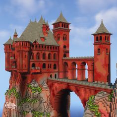 Greek Minecraft, Minecraft Mountain, Construction Minecraft, Red Castle, Large Houses