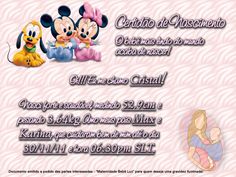 a baby announcement with mickey and minnie mouse