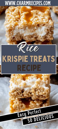 rice krispie treats recipe with text overlay