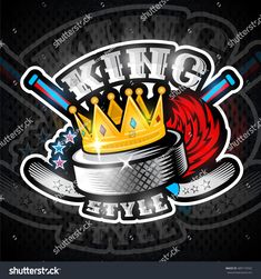 a hockey logo with a crown and two bats