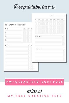 Personal Wide cleaning schedule - Printable planner insert Clean Life, Schedule Planner, Planner Inserts Printable, Home Management, Journal Layout, Cleaning Schedule