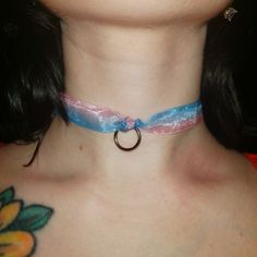 Pink/Blue Ombre, Double Twisted Ribbon, Choker Necklace. Added A Circular Pendant That's Perfect To Add Charms To! One Of A Kind! Fits Girls Or Xsmall Females Best, But I Can Extend The Closing Chain If Needed Just Msg Me About It! Handmade. Adjustable Sizes. Brand New! Ribbon Choker Necklace, O Ring Choker, Ribbon Choker, Insect Jewelry, Blue Ombre, Fit Girl, O Ring, Womens Jewelry Necklace, Pink Blue