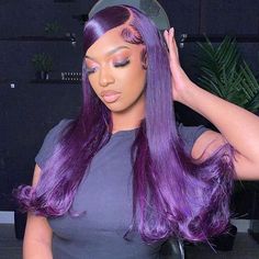 Long Purple Hair, Purple Wig, Creative Hair, Beautiful Hairstyles, Head Tattoos, Colored Wigs