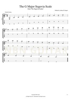 the g majorot segovia scale sheet music notes for guitar and bass players