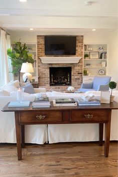 the living room is clean and ready to be used as a family room or office