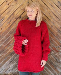 Red Women Jumper Pure Wool Sweater Turtleneck Collar - Etsy Merino Wool Crew Neck Chunky Knit Sweater, Long Sleeve Knitted Merino Wool Knitting Pattern, Merino Wool Long Sleeve Knitting Pattern, Long Sleeve Knitting Pattern In Merino Wool, Hand Knitted Long Sleeve Merino Wool Sweater, Wool Crew Neck Knitted Sweater, Red Hand Knitted Crew Neck Sweater, Wool Crew Neck Sweater With Knitting Details, Winter Hand Knitted Crew Neck Sweater