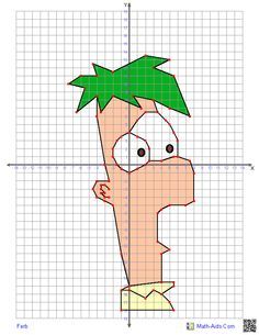 an image of a cartoon character with a green leaf on it's head, in the middle of graph paper