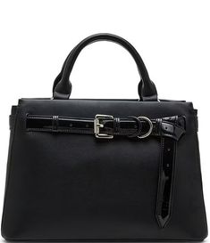 Steve Madden Roxanne Satchel Bag | Dillard's Formal Top Handle Shoulder Bag With Buckle Closure, Elegant Double Handle Satchel With Buckle Closure, Modern Black Bags With Buckle Closure, Leather Satchel With Buckle Closure And Double Handle, Modern Black Shoulder Bag With Buckle Closure, Classic Black Shoulder Bag With Buckle Closure, Black Top Handle Shoulder Bag With Buckle Closure, Formal Top Handle Bag With Buckle Closure, Chic Satchel With Buckle Closure And Double Handle