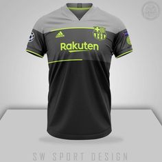 a soccer jersey with the name rakuten in green and grey on it's chest