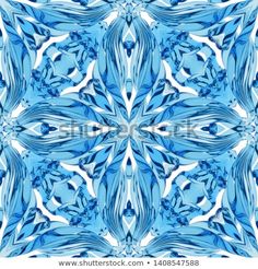 an abstract blue and white pattern with leaves on the center, as if it were made from