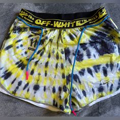 Off White X Nike Womens Shorts Size L Never Worn. Authentic And Purchased From Stock X Yellow Sporty Shorts For Beach Season, Sporty Yellow Bottoms For Summer, Sporty Yellow Shorts For Beach Season, Sporty Yellow Summer Bottoms, Yellow Summer Sports Shorts, Sporty Yellow Bottoms For Beach Season, Sporty Yellow Shorts For Vacation, Yellow Athleisure Bottoms For Summer, Yellow Sports Shorts For Summer