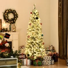 a decorated christmas tree in a living room