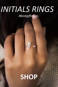 Trendy Personalized Open Ring, Trendy Initial Open Ring For Promise, Trendy Open Initial Ring For Promise, Minimalist White Jewelry With Monogram, Minimalist Letter Monogram Jewelry, Minimalist Monogram Letter Jewelry, Hypoallergenic Open Initial Ring For Promise, Minimalist Initial Ring With Custom Name, Hypoallergenic Open Initial Ring For Promises