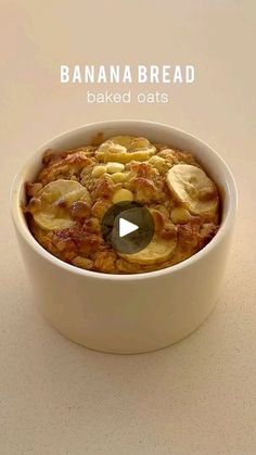 banana bread baked oats in a white bowl