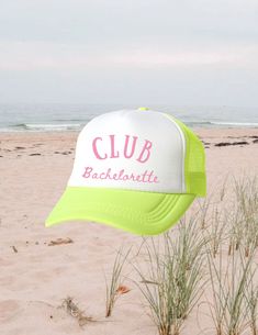 The PERFECT top off to any look, beach day or hiding with a hangover our hats add a playful touch to any occasion.  All of our designs are customizable, and if you don't see something you absolutely love, message us and we can work together to make a custom design for you. We just know you are going to love our truckers as much as we do, these hats blend comfort and cool effortlessly✨ We want to see what you do with our hats! Please tag us in your photos, it means a lot to our small family biz! Vacation Bucket Hat One Size Fits Most, Cute Trucker Hat For Beach And Spring, Cute Trucker Hat For Beach In Spring, Cute Trucker Hat For Beach Spring Season, Cute Trucker Hat For Spring Beach, Cute Spring Beach Trucker Hat, Cute Green Hat For Vacation, Cute Beach Trucker Hat Snapback, Fun Summer Beach Trucker Hat