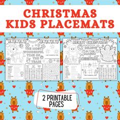 christmas kids's placemats with two printable pages