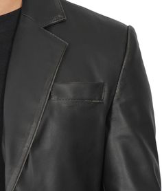 Two Buttons Notch Lapel Black Leather Blazer For Men
Our Men's 2 Button Notch Lapel Black Leather Blazer is a must-have for any fashionista gentleman. Crafted from 100% real lambskin leather, this jacket features a classic two-button design with a sleek notch lapel collar. The black leather adds a touch of sophistication and versatility, making it easy to pair with any outfit. It features 2 flap pockets outside and 1 chest pocket. Elevate your style with this timeless and stylish blazer jacket. Cafe Racer Leather Jacket, Brown Leather Coat, Black Leather Blazer, Blazer For Men, Gray Wool Coat, Shirt Collar Styles, Cafe Racer Jacket, Stylish Blazer, Leather Blazer Jacket