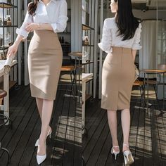 Olivia Mark - Professional Pencil Skirt for a Stylish Workwear Look Stylish Workwear, Church Fits, Office Skirt, Wrap Around Skirt, Half Skirt, Layered Skirt, Types Of Skirts, Small Waist, High Waisted Shorts