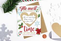 the most wonderful time of the year christmas card is on display next to other holiday cards