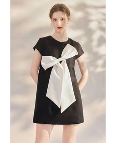 Get 10% off now! Buy cute bow knot black and white mini dress at cheap price online. Free stable shipping and pro custom service since 2009. Chic Bow Tie Mini Dress For Spring, Chic Spring Mini Dress With Bow Tie, Elegant Mini Dress With Bow Print, Elegant Dresses With Bow Print, Spring Bow Tie Mini Dress, Spring Mini Dress With Bow Tie, Black Bow Tie Dress For Party, Mini Length Party Dress With Bow Print, Black Party Dress With Bow Tie