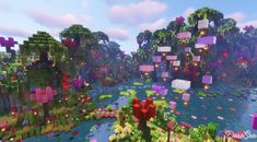 Minecraft Fairy Waterfall, Minecraft Ldshadowlady Builds, Ldshadowlady Minecraft Builds, Minecraft Flowers Build, Minecraft Flower Build, Wonderland Minecraft, Farming Minecraft, Fairycore Minecraft, Minecraft Flowers