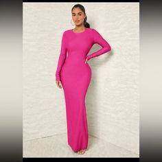 Brand- Shein Type- Shein Sxy Tie Backless Split Thigh Dress Color- Hot Pink Size- Xs Never Worn Fitted Pink Maxi Dress For Club, Split Thigh Dress, Dresses Shein, Shein Dress, Shein Dresses, Hot Pink, Colorful Dresses, Split, Maxi Dress