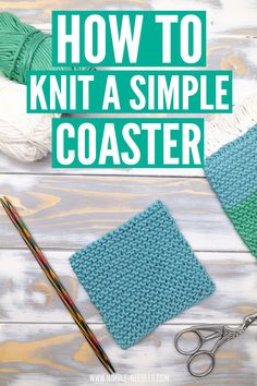 a crochet project with the title how to knit a simple coaster in green