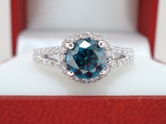 950 Platinum Blue & White Diamonds Engagement Ring 1.36 Carat SI1 handmade Natural Blue Diamond, Blue Diamond Engagement Ring, White Diamond Rings Engagement, Blue Diamonds, Pave Engagement Ring, Platinum Wedding, Blue Quartz, Quartz Ring, Blue Diamond