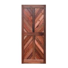 an open wooden door with wood slats on the sides and bottom paneling,