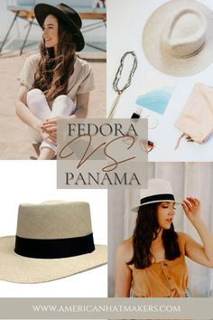 Nude or brown top with Fedora or Panama Hats! Flat lay of what to bring for summer American Hat Makers, Straw Fedora, Outfits With Hats, Your Outfit, Straw Hat