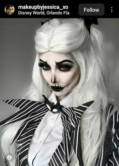 Jack Skellington Cosplay, Halloween Makeup For Kids, Jack Skellington Costume, Anime Cosplay Makeup, Cute Halloween Makeup, Halloween Makeup Diy, Halloween Makeup Inspiration, Halloween Costumes Makeup, Halloween Party Diy