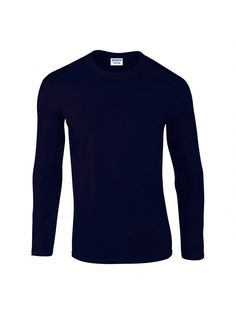 Navy Blue  Collar  Cotton   Embellished Non-Stretch  Men Clothing Navy Fitted Long Sleeve Top, Fitted Long Sleeve Navy Top, Navy Fitted Long Sleeve Sweater, Fitted Navy Long Sleeve Top, Navy Stretch Long Sleeve Tops, Classic Navy Long Sleeve T-shirt, Navy Long Sleeve Classic T-shirt, Navy Cotton Long Sleeve Tops, Men Clothing