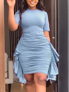 Vendor: Furdela Type: Midi Dress Price: 32.39 Product Title :Ruffle Design Ruched Bodycon Dress Product Measurements INCH Size US Size Sleeve Length Shoulder Bust Top Length S 4 32.3 inch M 6 33.9 inch L 8 35.4 inch XL 10 37 inch XXL 12 38.6 inch XXXL 14 40.2 inch Product Measurements CM Size US Size Sleeve Length Shoulder Bust Top Length S 4 82cm M 6… Ruffle Design, Ruched Bodycon Dress, Round Neck Dresses, Fashion Wear, Wrap Skirt, Baby Blue, Dress Length, Sleeve Styles, Fashion Clothes Women