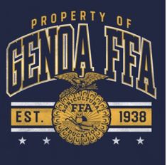 the logo for the property of gendalia, established in 1908 on a dark blue t - shirt