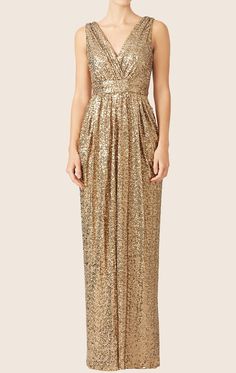 MACloth Straps V Neck Sequin Long Bridesmaid Dress Gold Formal Gown Bridesmaid Dress Gold, Gold Formal Gown, Gold Bridesmaid Dresses, Long Bridesmaid Dress, Dress Gold, Rent The Runway, Formal Gown, Gold Dress, Badgley Mischka