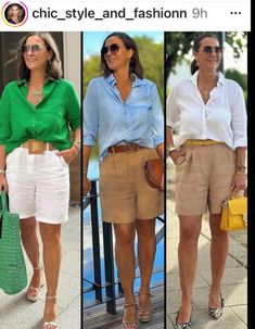 Midi Shorts Outfit, Mint Shorts Outfit, Shorts Outfits Women Over 40, Capsule Wardrobe Casual, Outfit Elegantes, Jean Short Outfits, Stylish Outfits For Women Over 50, Best Winter Outfits, Parisian Chic Style