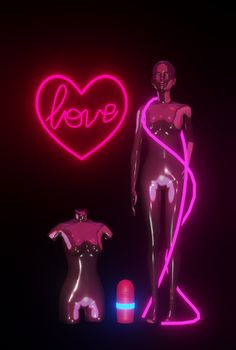 an image of a mannequin with neon lights in the shape of a heart