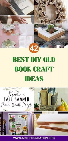 the best diy old book craft ideas are featured in this postcard collage